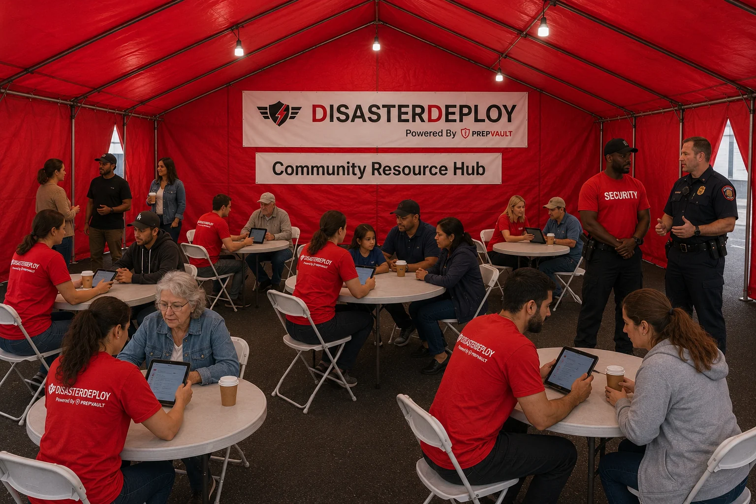 Illustration of a team supporting a community